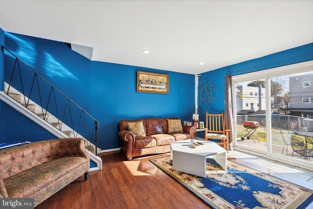 living room featuring wood-type flooring