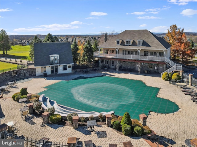 15 Laurel Hill Ct, Gettysburg, PA 17325 - view of pool with a patio area, fence, and an outbuilding