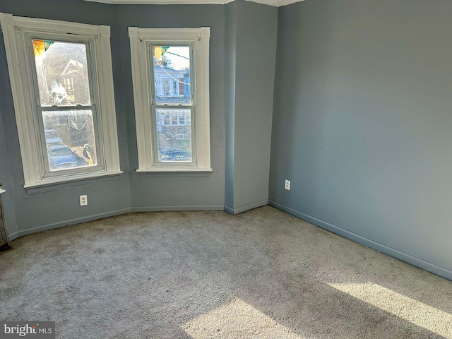 spare room featuring a healthy amount of sunlight and light carpet