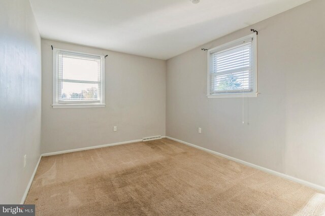 spare room with light colored carpet