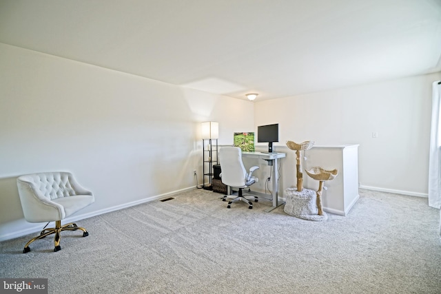 view of carpeted home office