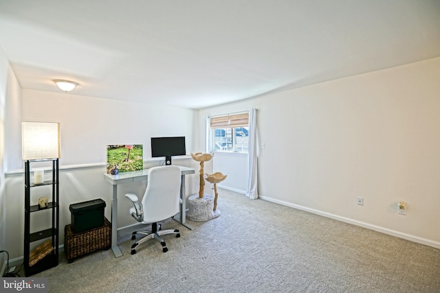 home office featuring light carpet