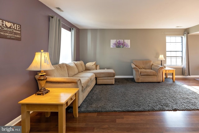 living room with hardwood / wood-style flooring