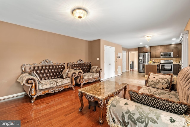 living room with hardwood / wood-style flooring