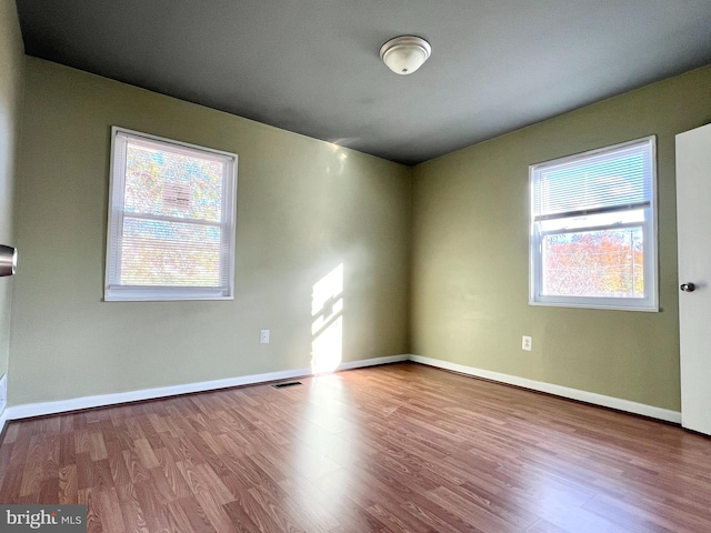 unfurnished room with light wood-type flooring and plenty of natural light