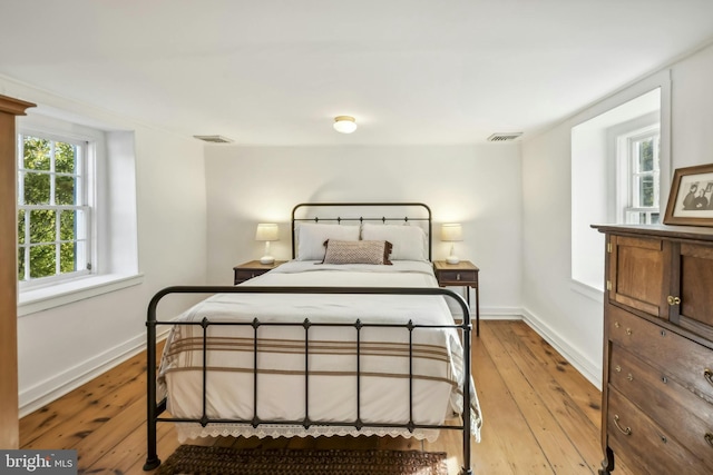 bedroom with light hardwood / wood-style flooring