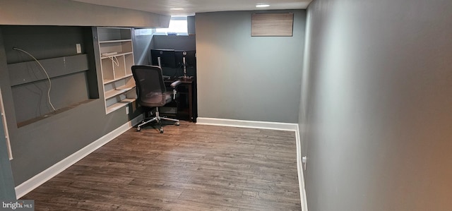 office area with wood-type flooring