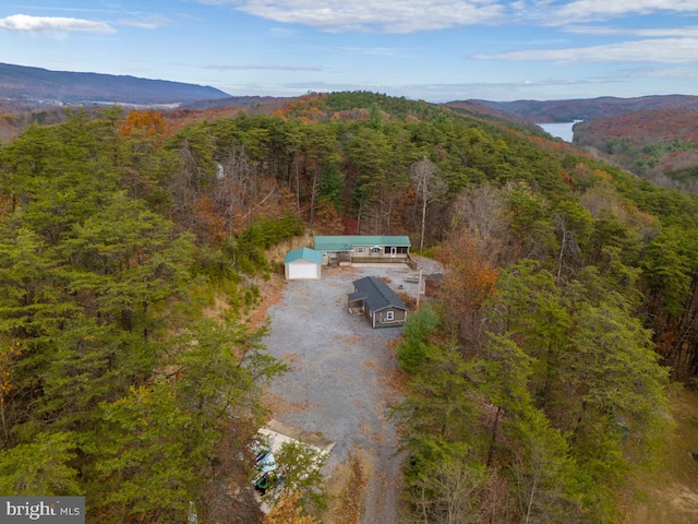 bird's eye view with a mountain view