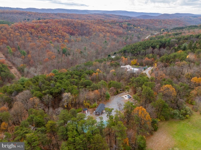 aerial view with a mountain view