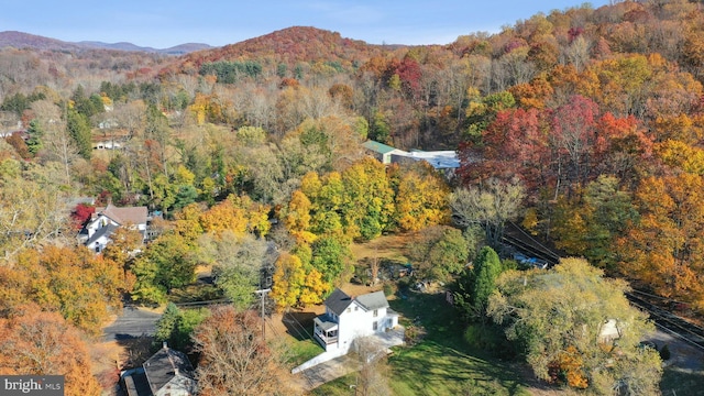 drone / aerial view with a mountain view