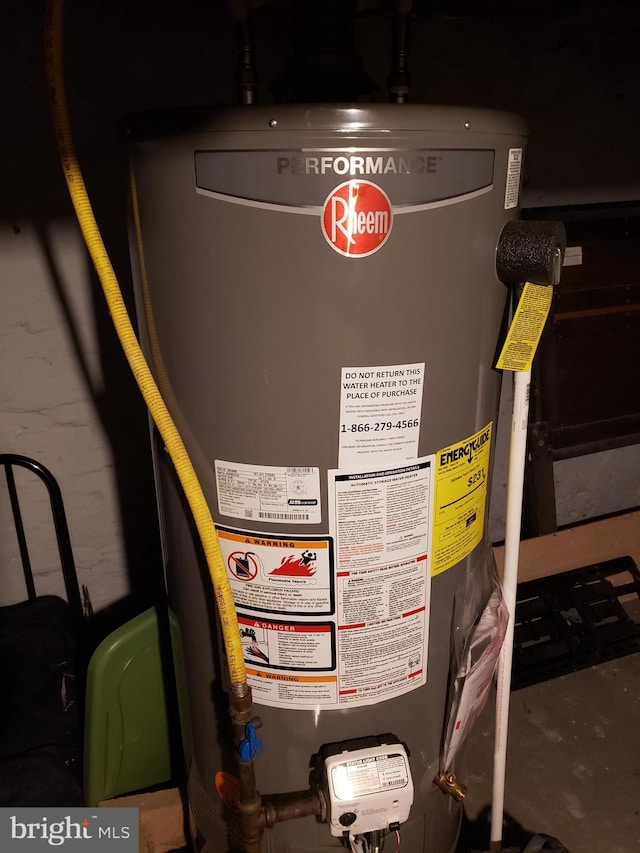 utility room featuring gas water heater