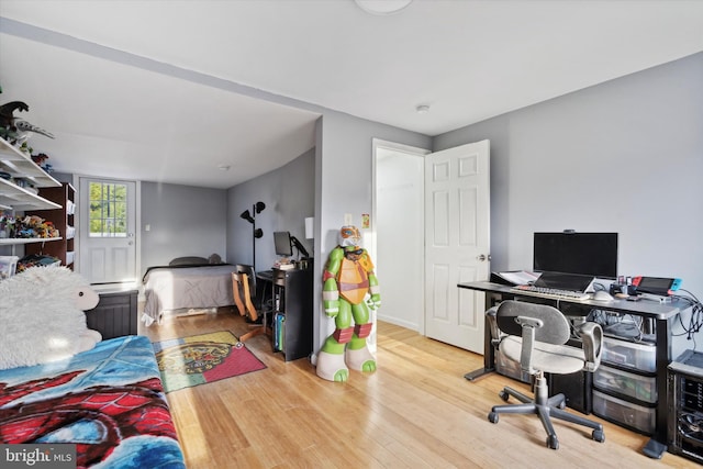 home office featuring light wood-type flooring