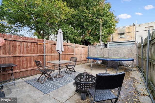 view of patio / terrace featuring a trampoline