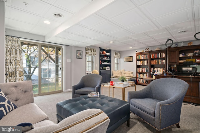 living room with carpet flooring