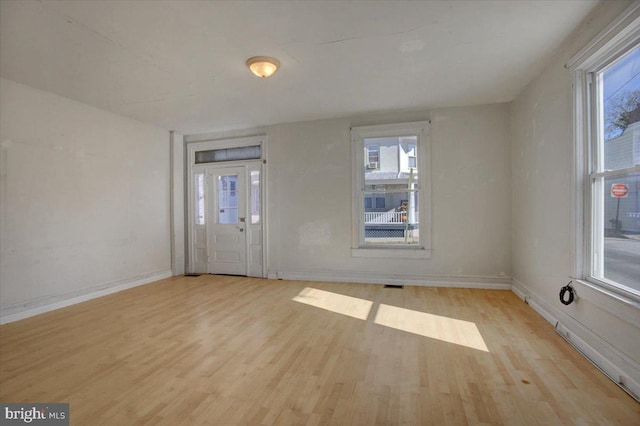 foyer featuring light wood-type flooring and plenty of natural light