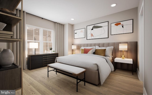 bedroom featuring light wood-type flooring