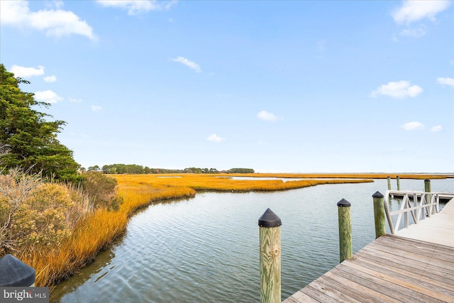 view of dock featuring a water view