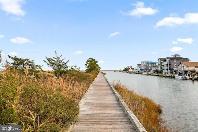 dock area featuring a water view