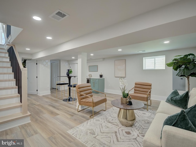 living room featuring light hardwood / wood-style floors