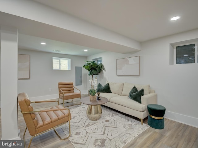 living room with hardwood / wood-style floors