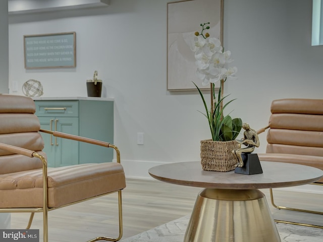 living area featuring light wood-type flooring