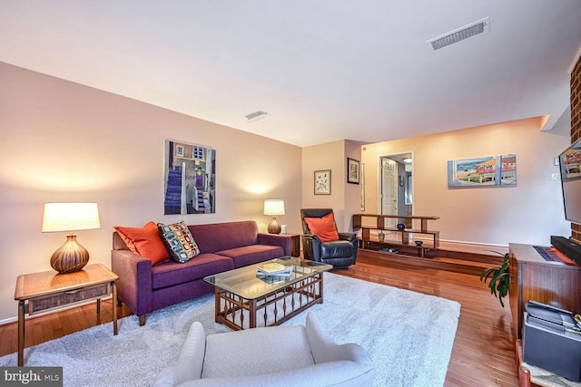 living room featuring light hardwood / wood-style flooring