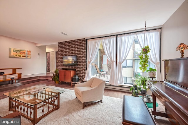 living room with hardwood / wood-style flooring