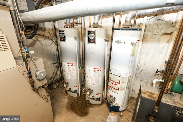 utility room with water heater