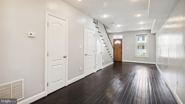 foyer featuring dark hardwood / wood-style flooring