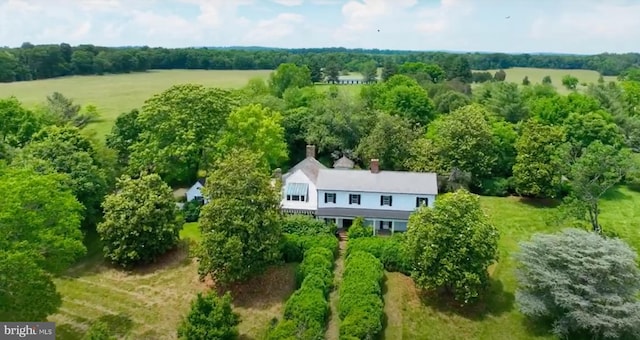 aerial view featuring a rural view