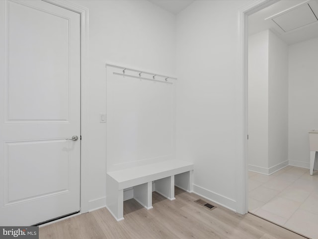 mudroom featuring light hardwood / wood-style floors