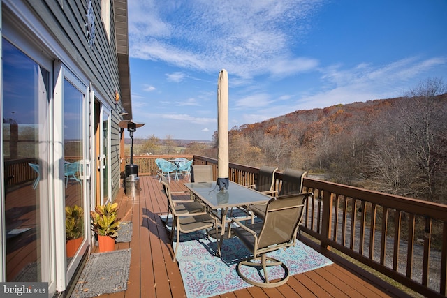 deck featuring a mountain view