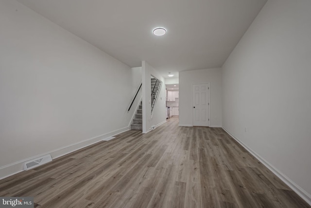 unfurnished living room featuring light hardwood / wood-style floors