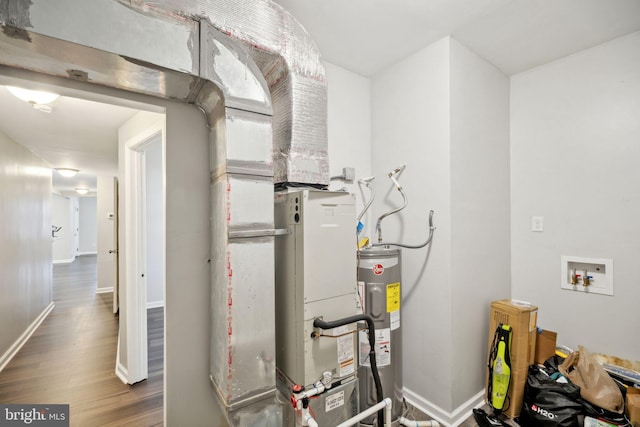 utility room with electric water heater