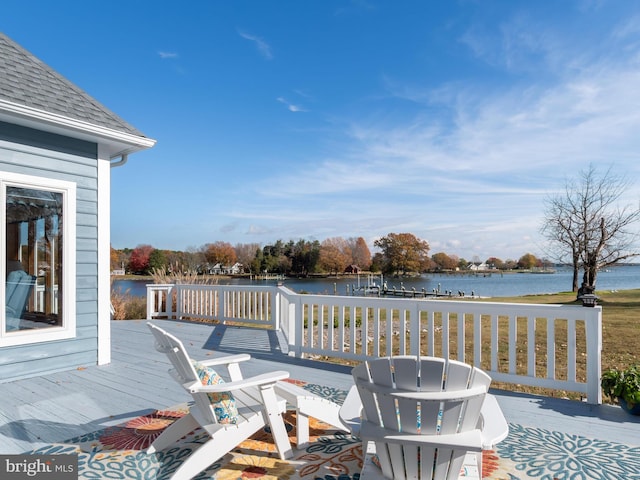 deck with a water view