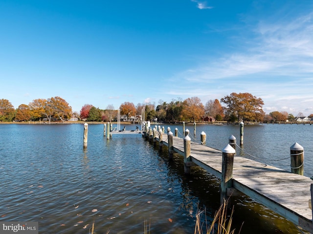 view of dock featuring a water view