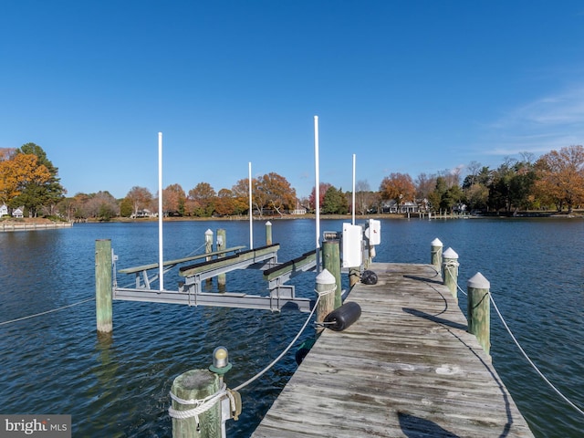 dock area featuring a water view