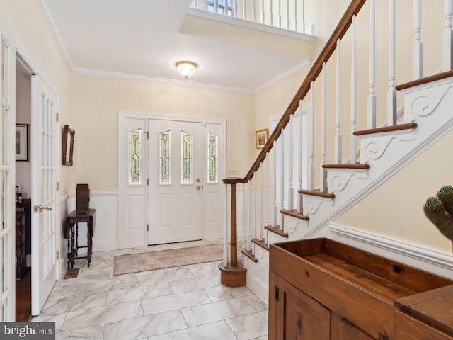 foyer entrance with crown molding