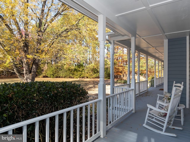 9191 Deepwater Point Rd, Saint Michaels, MD 21663 - wooden terrace featuring a porch