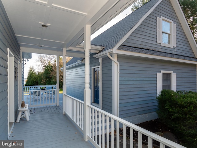 deck with covered porch