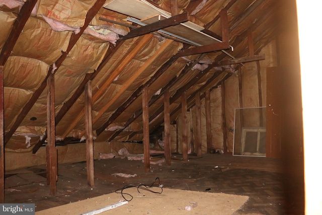 view of unfinished attic