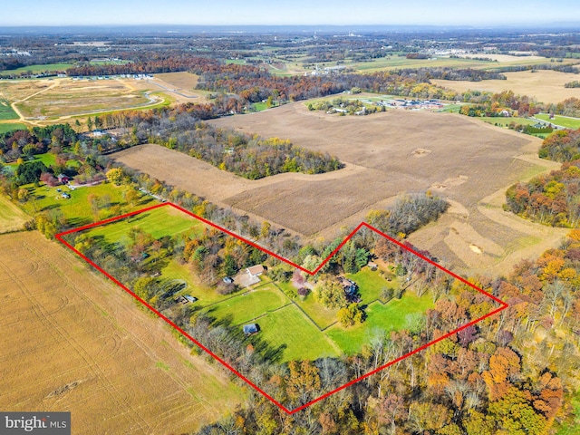 drone / aerial view with a rural view