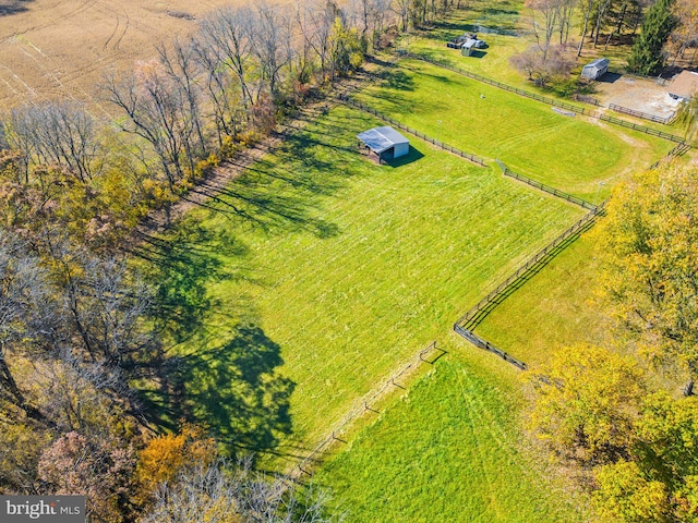 bird's eye view featuring a rural view