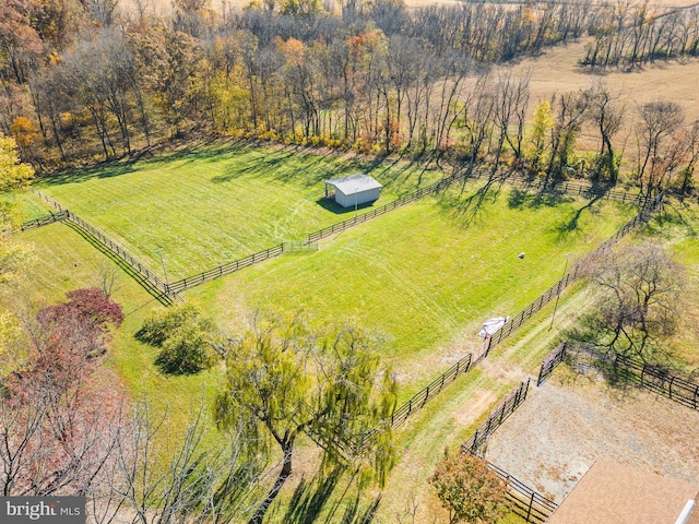 drone / aerial view featuring a rural view