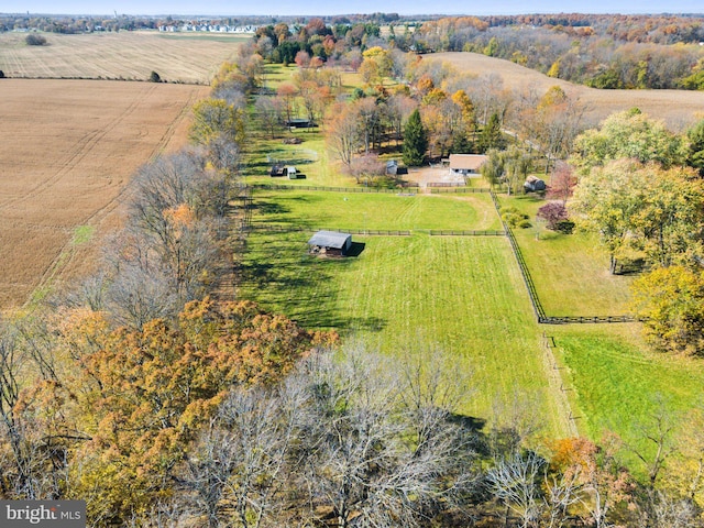 aerial view with a rural view