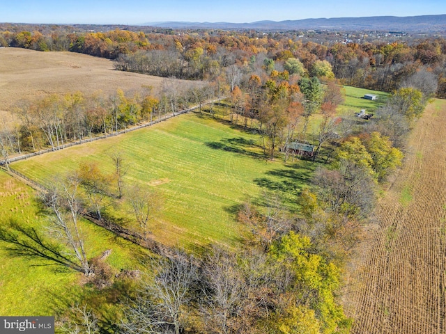 birds eye view of property with a rural view