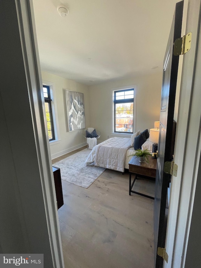 bedroom featuring light hardwood / wood-style floors