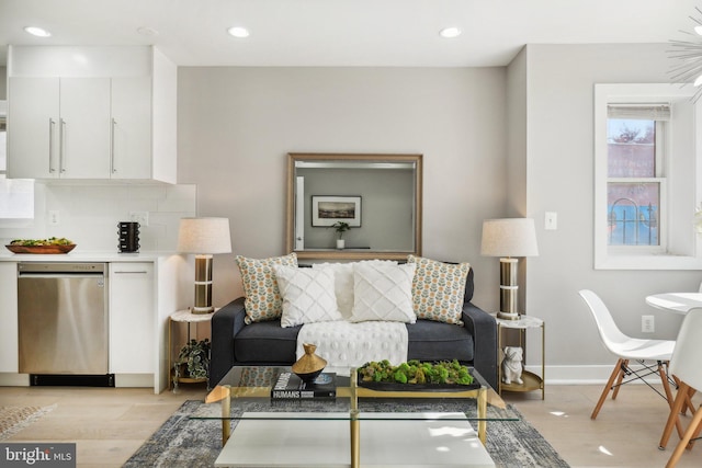 living room featuring light hardwood / wood-style floors