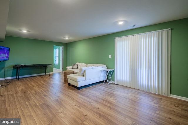 living room featuring light hardwood / wood-style flooring