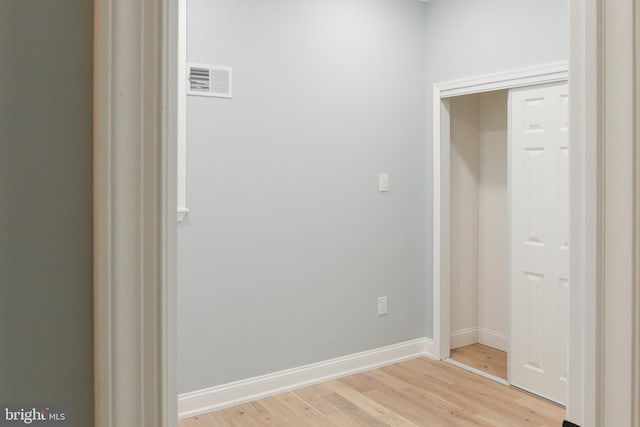 interior space with light hardwood / wood-style floors